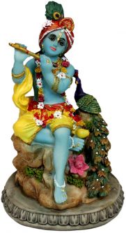 Krishna with Peacock 6"